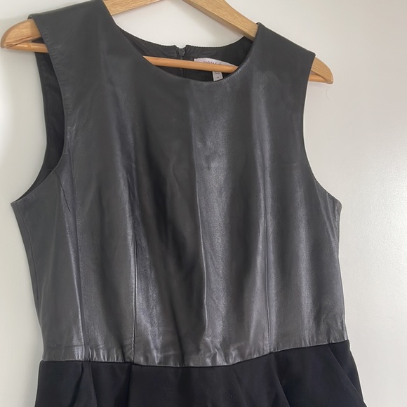 Judith & Charles Leather Top/Stretch Skirt Mini Dress Size 12 Black - Picture 2 of 5
